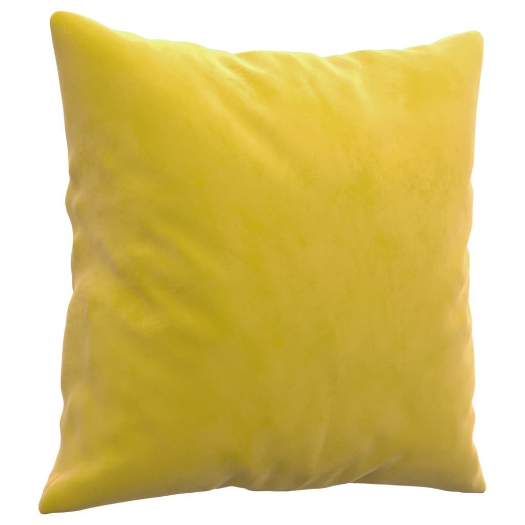 3 pcs conjunto de sofás com almofadas veludo amarelo