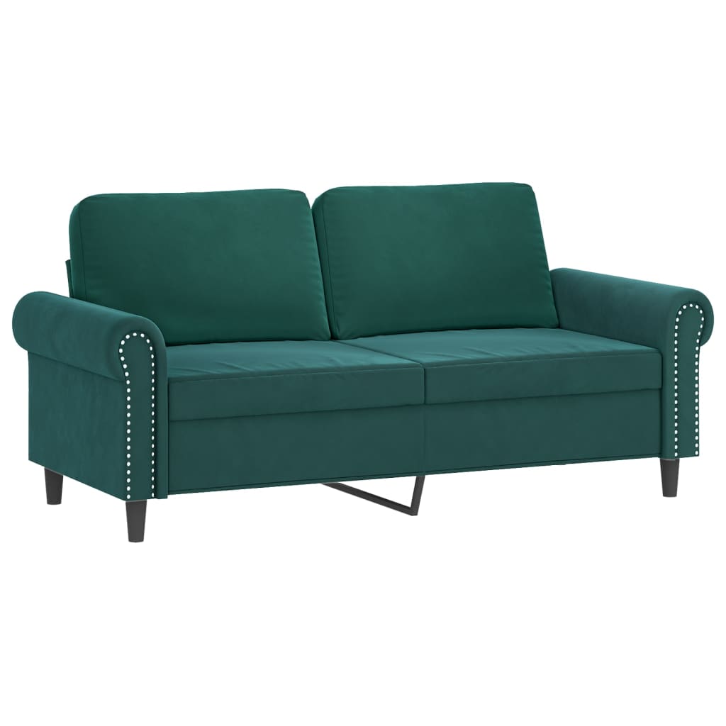 2 pcs sofa set with dark green velvet cushions