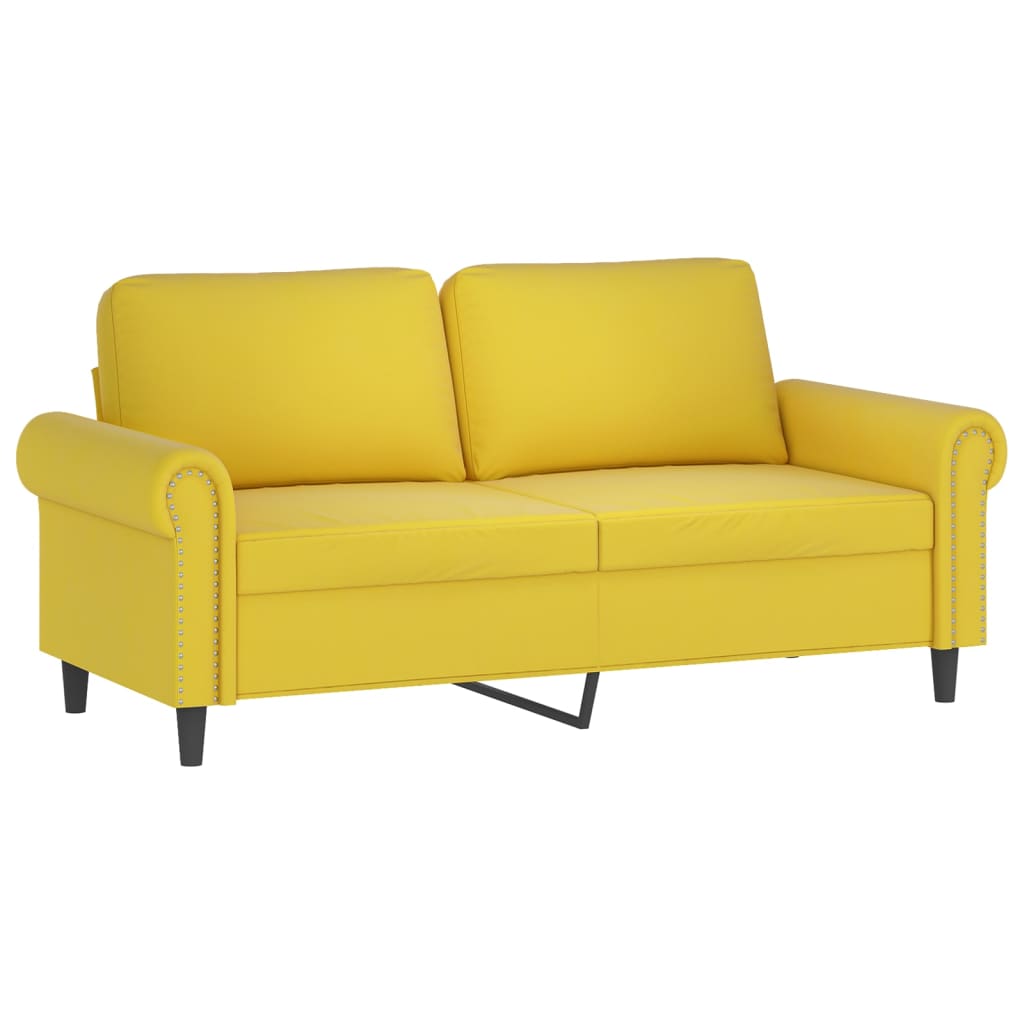 2 pcs conjunto de sofás com almofadões veludo amarelo