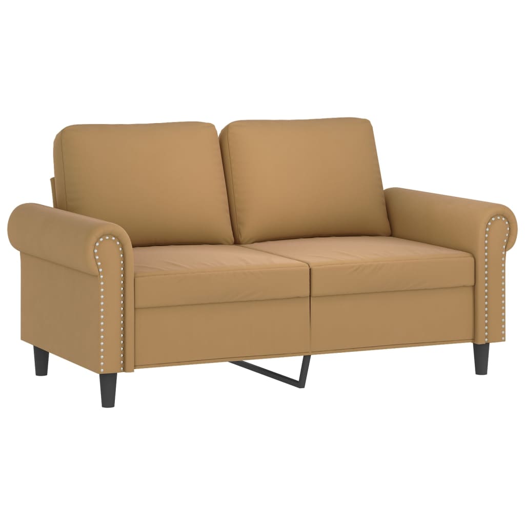 2 pcs conjunto de sofás com almofadões veludo castanho