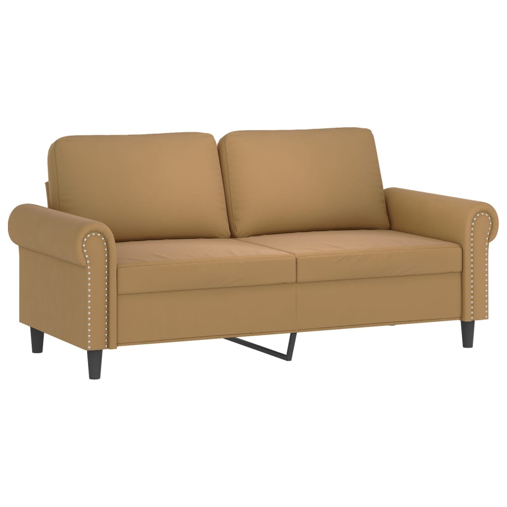 2 pcs conjunto de sofás com almofadões veludo castanho