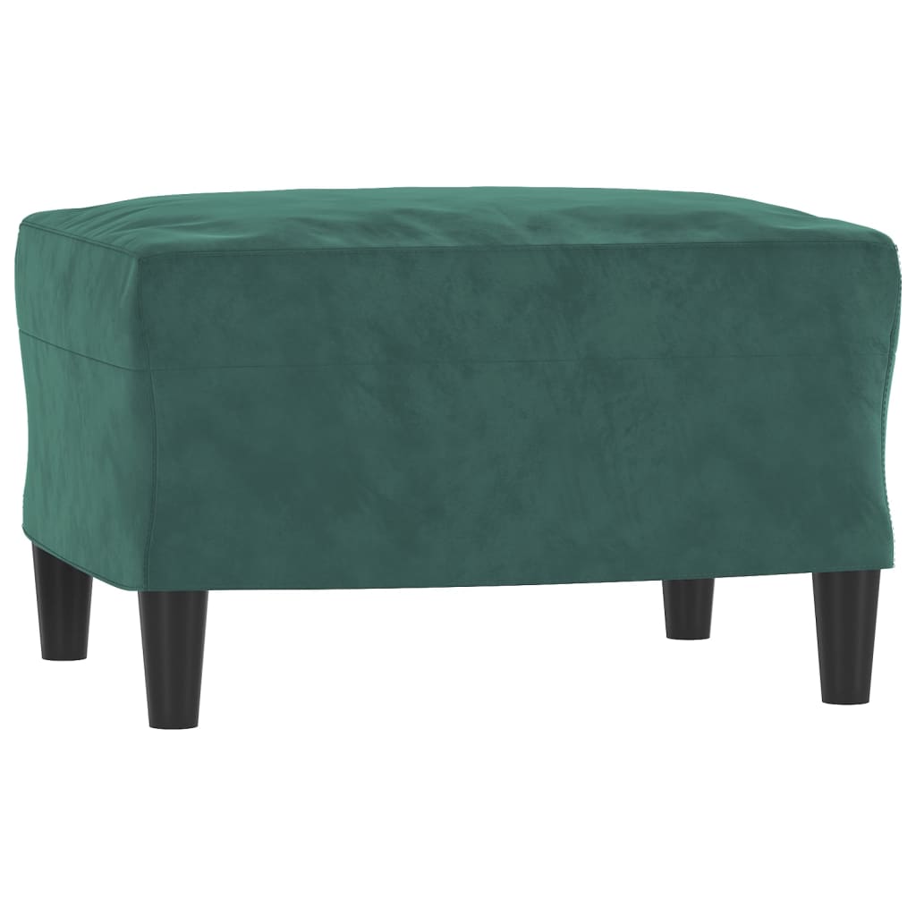3 pcs conjunto de sofás com almofadões veludo verde-escuro