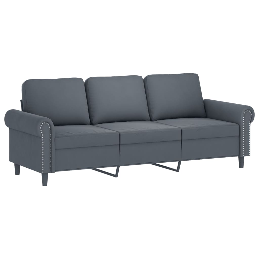 2 pcs conjunto de sofás com almofadões veludo cinzento-escuro