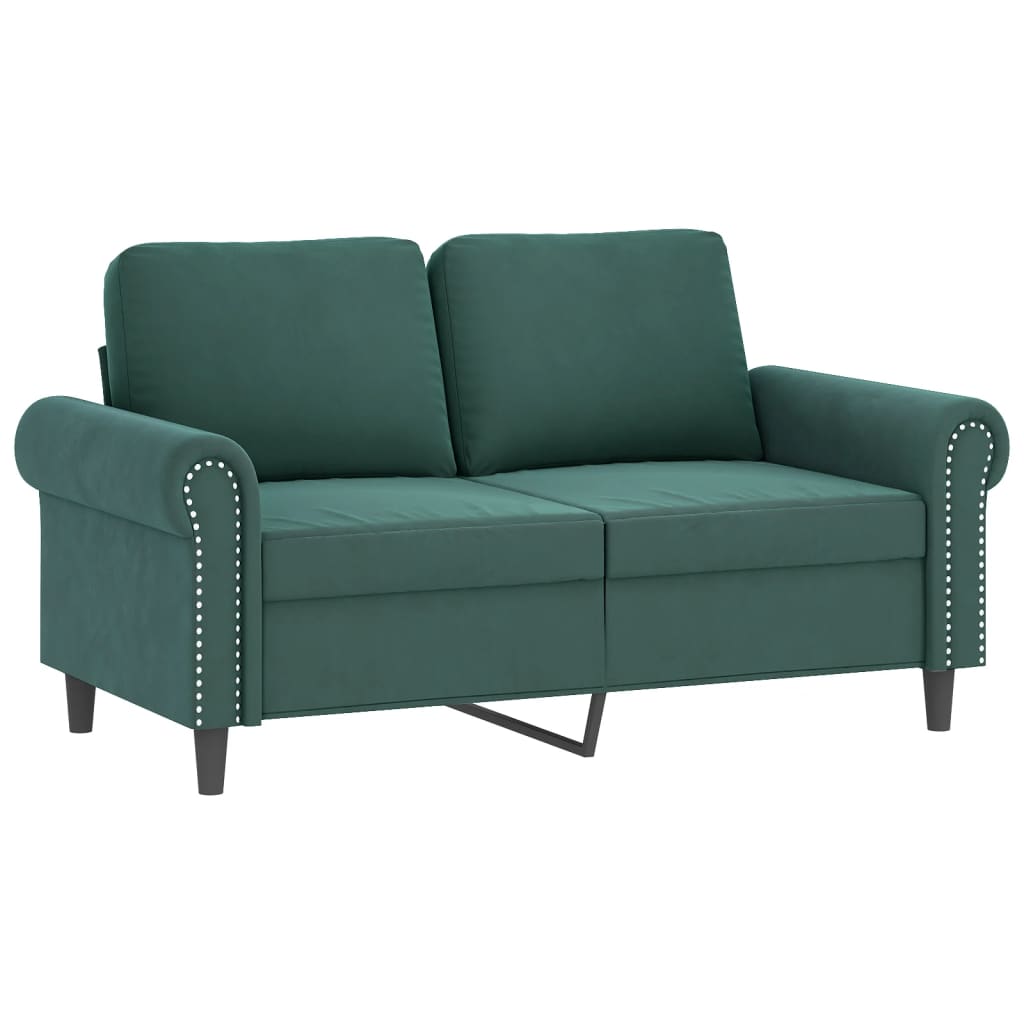 2 pcs conjunto de sofás com almofadões veludo verde-escuro