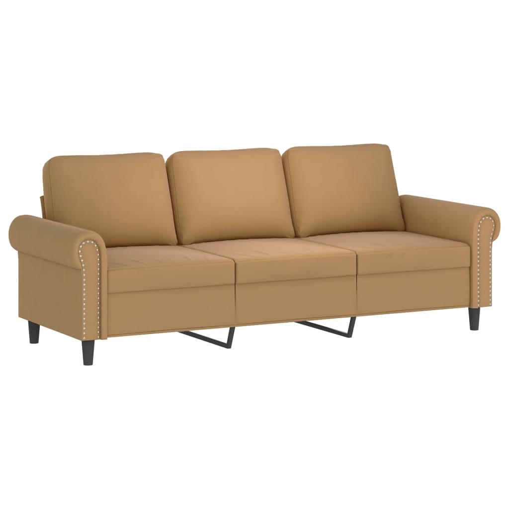 2 pcs conjunto de sofás com almofadões veludo castanho