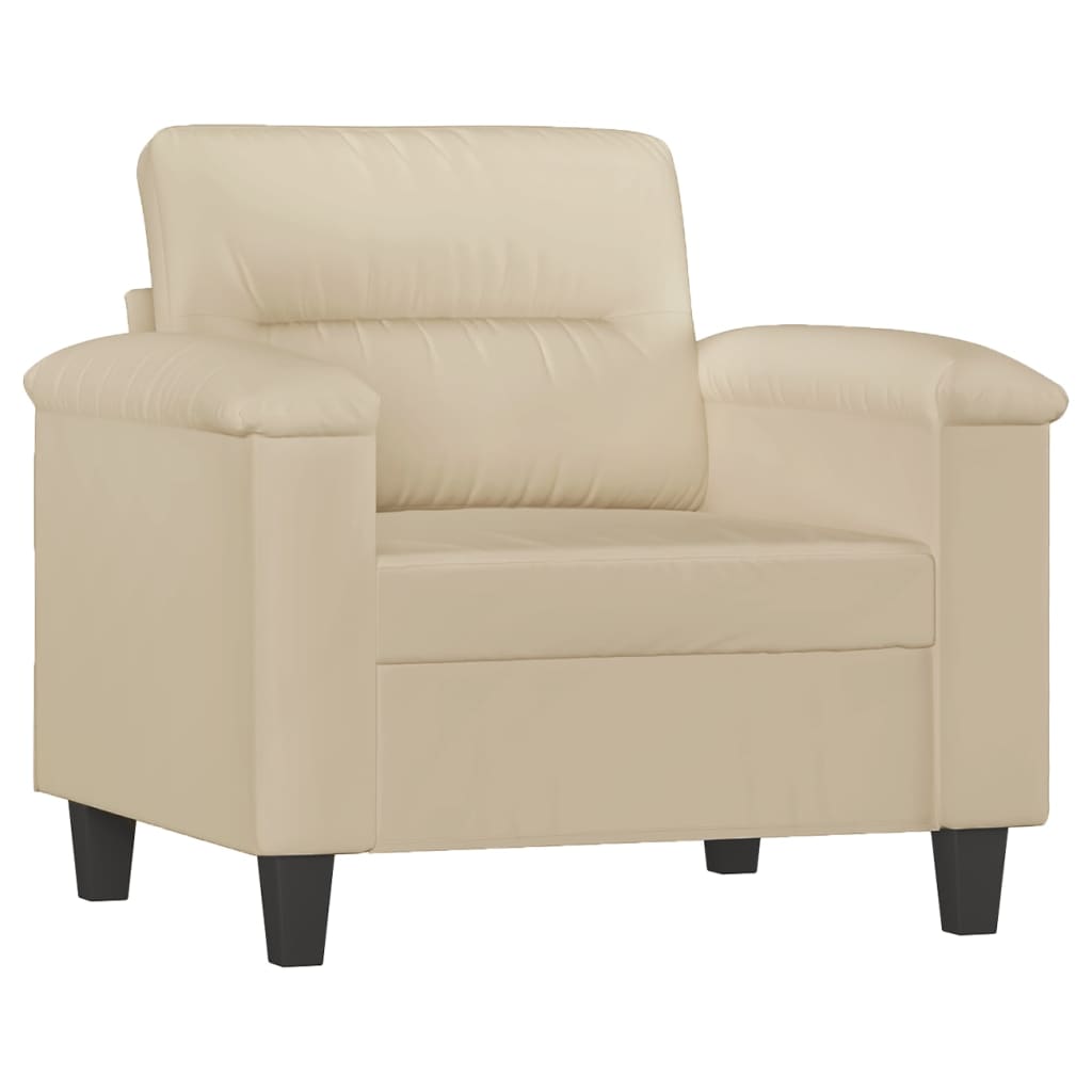 3 pcs sofa set with cushions cream colored microfiber fabric