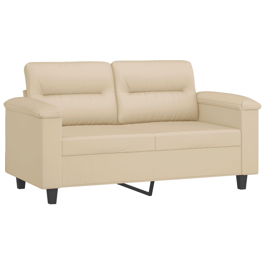 3 pcs sofa set with cushions cream colored microfiber fabric