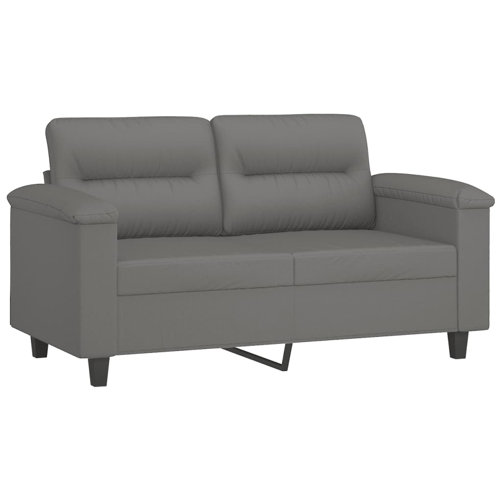 2 pcs conjunto sofás c/ almofadas microfibra cinza-escuro