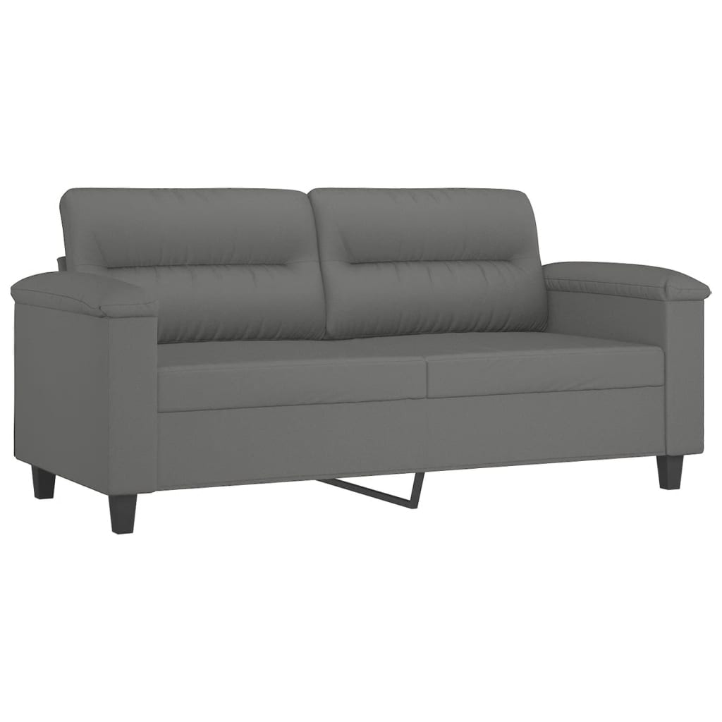 2 pcs conjunto sofás c/ almofadas microfibra cinza-escuro