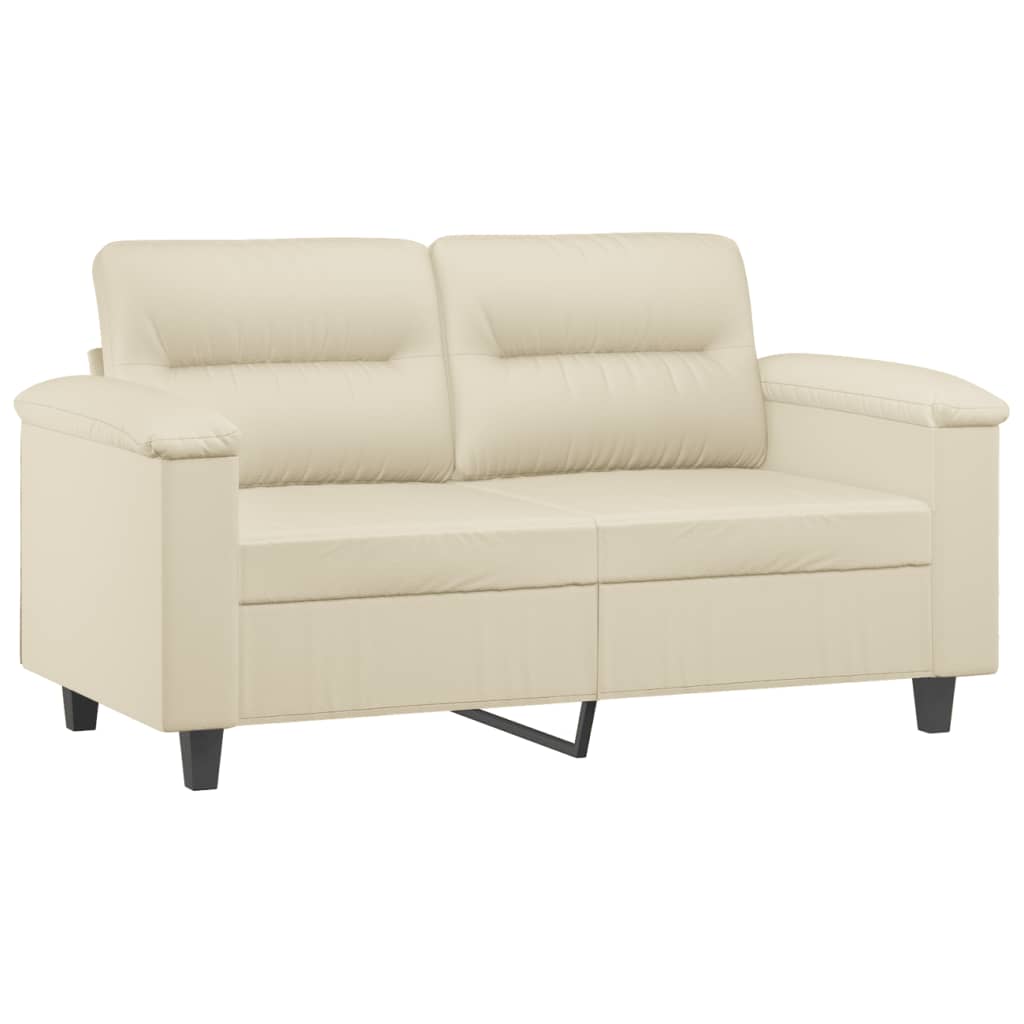 2 pcs sofa set with cushions cream colored artificial leather