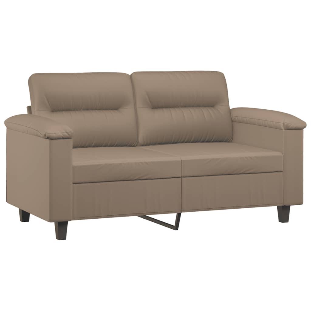 2 pcs conjunto sofás c/ almofadões couro artif. cor cappuccino