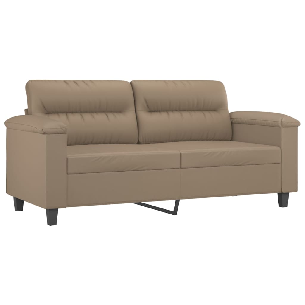 2 pcs conjunto sofás c/ almofadões couro artif. cor cappuccino