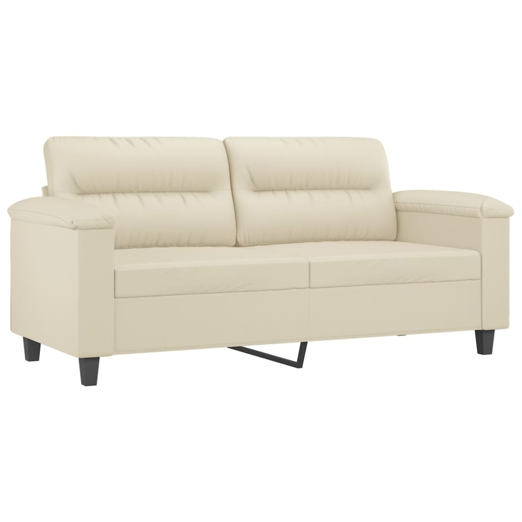 2 pcs conjunto de sofás com almofadas couro artificial creme