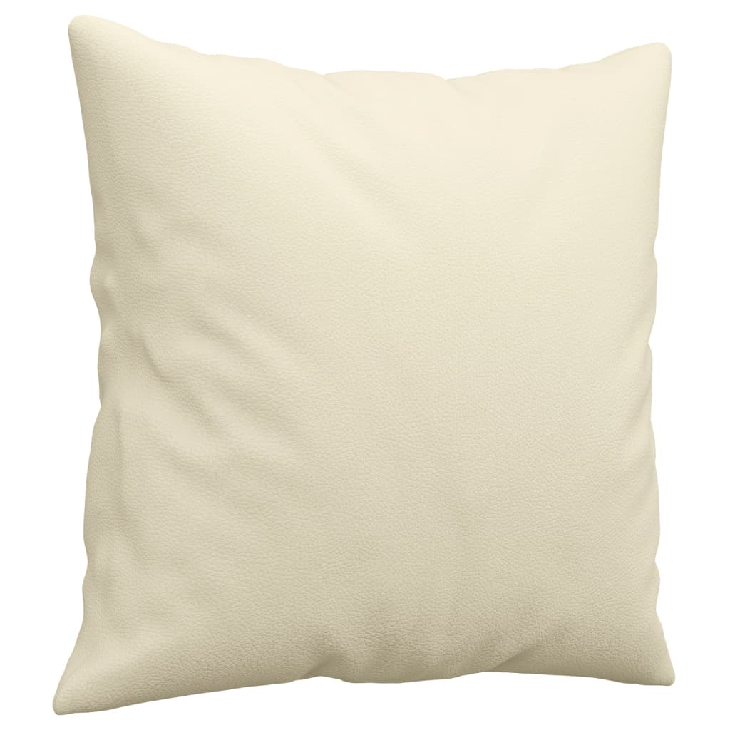 2 pcs conjunto de sofás com almofadas couro artificial creme