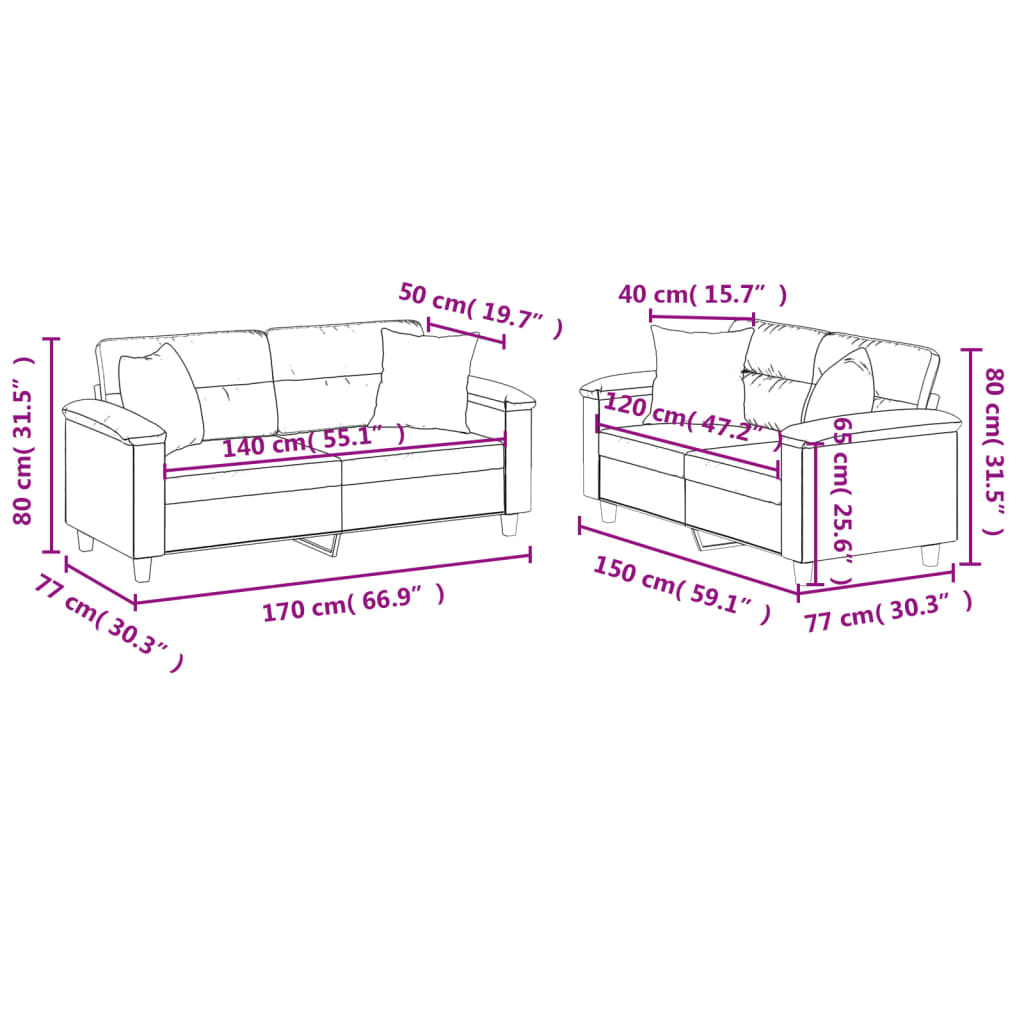2 pcs conjunto de sofás com almofadas couro artificial creme