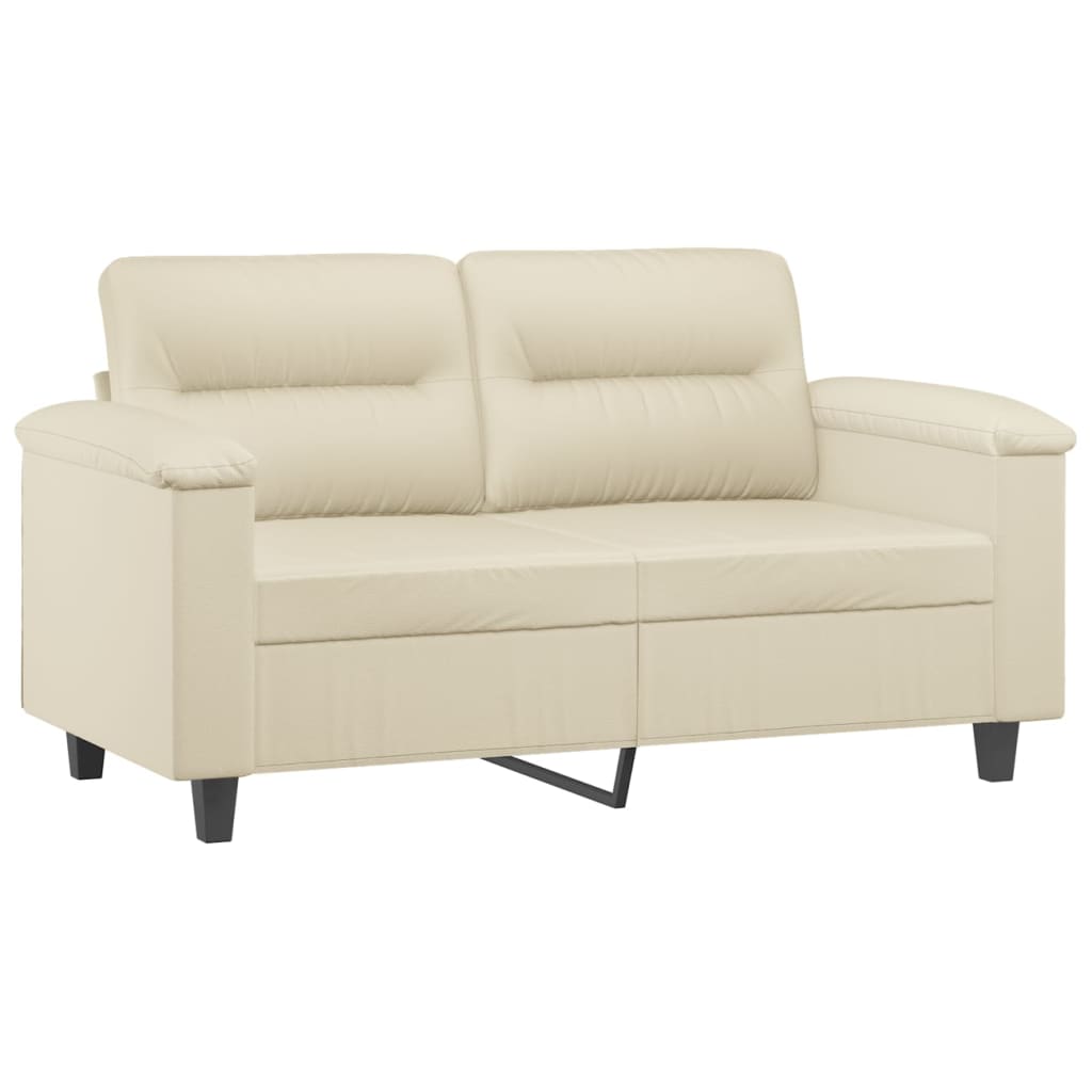 3 pcs conjunto de sofás com almofadas couro artificial creme