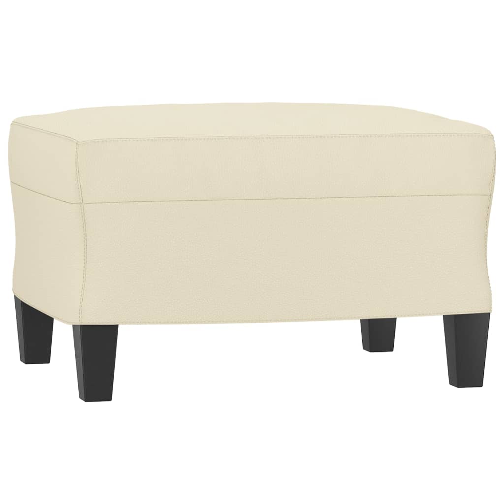3 pcs conjunto de sofás com almofadas couro artificial creme