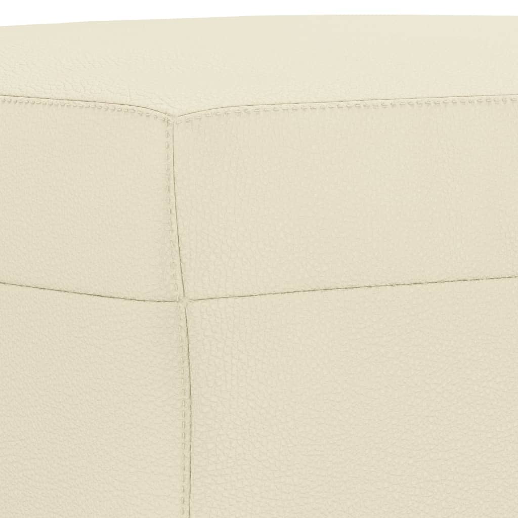 3 pcs conjunto de sofás com almofadas couro artificial creme