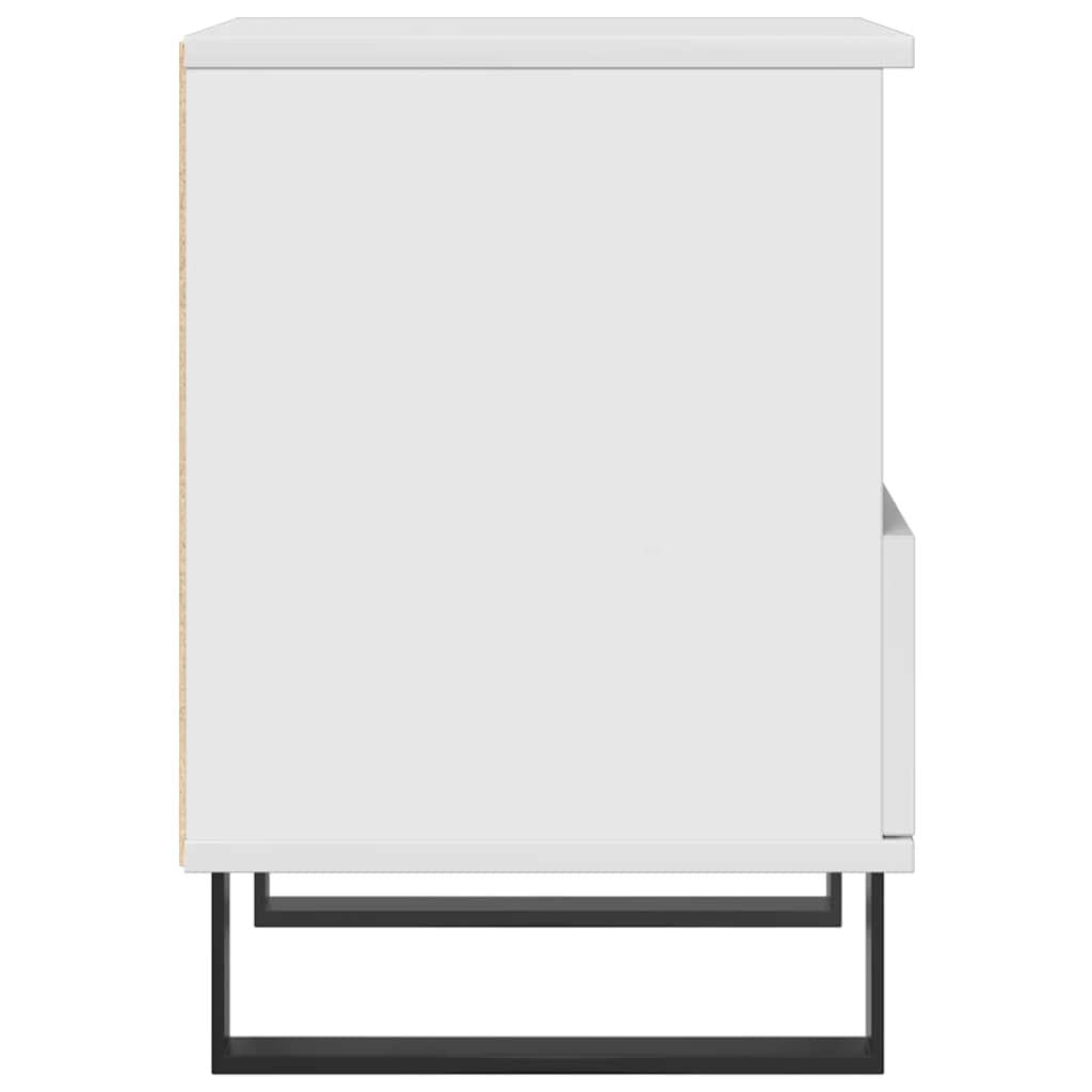 Mesa de cabeceira 40x35x50cm derivados madeira branco brilhante