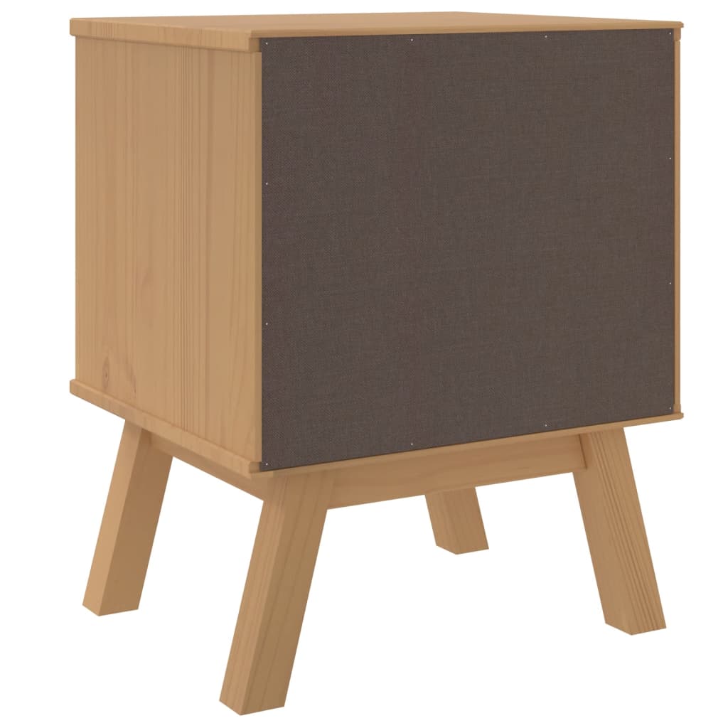 OLDEN bedside table in solid pine wood, white/brown