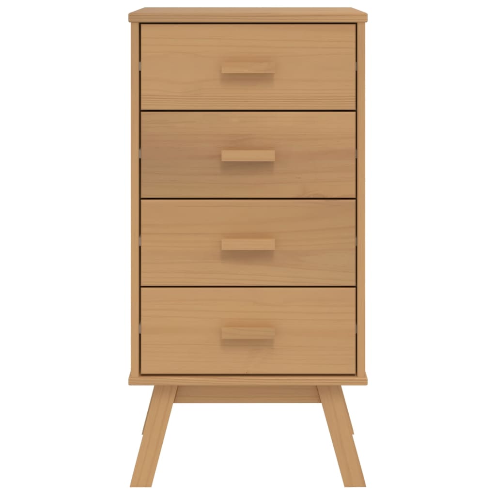 OLDEN bedside table in solid pine wood, brown