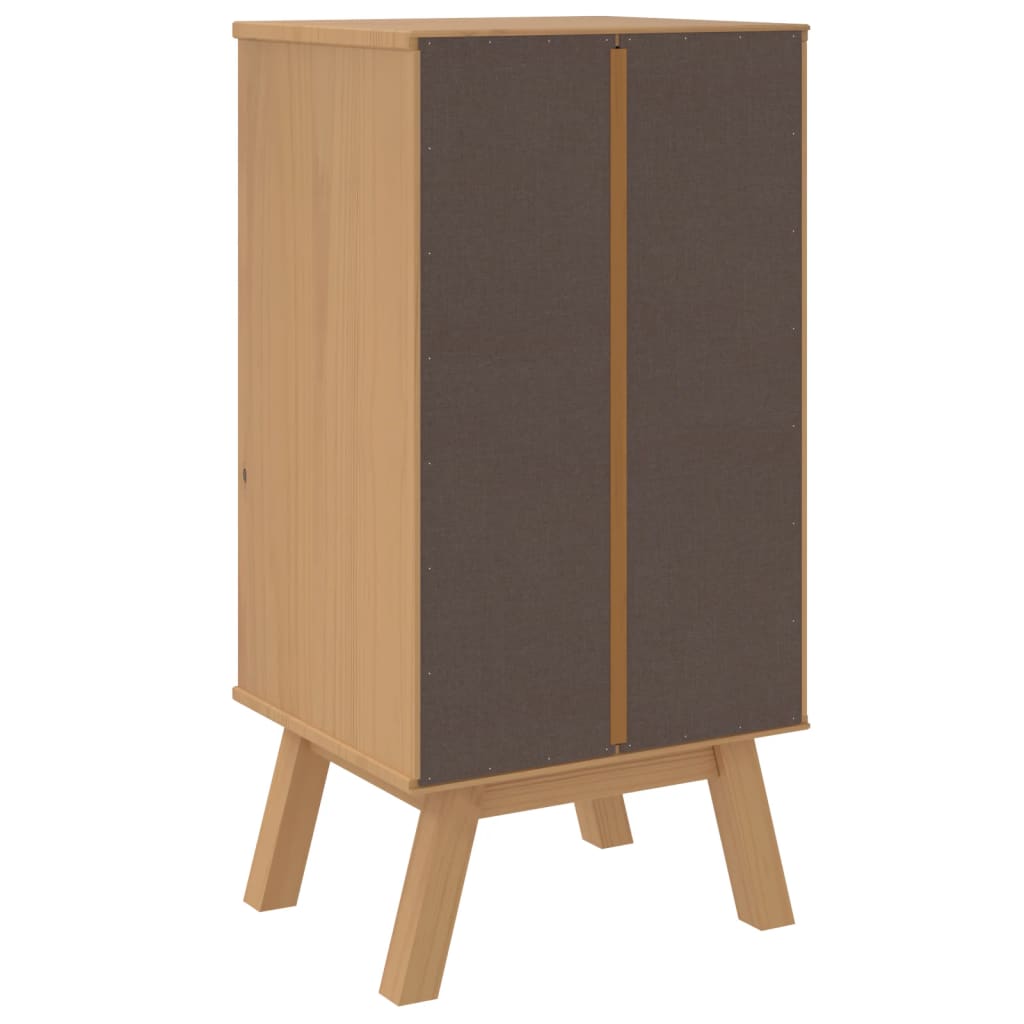 OLDEN bedside table in solid pine wood, brown