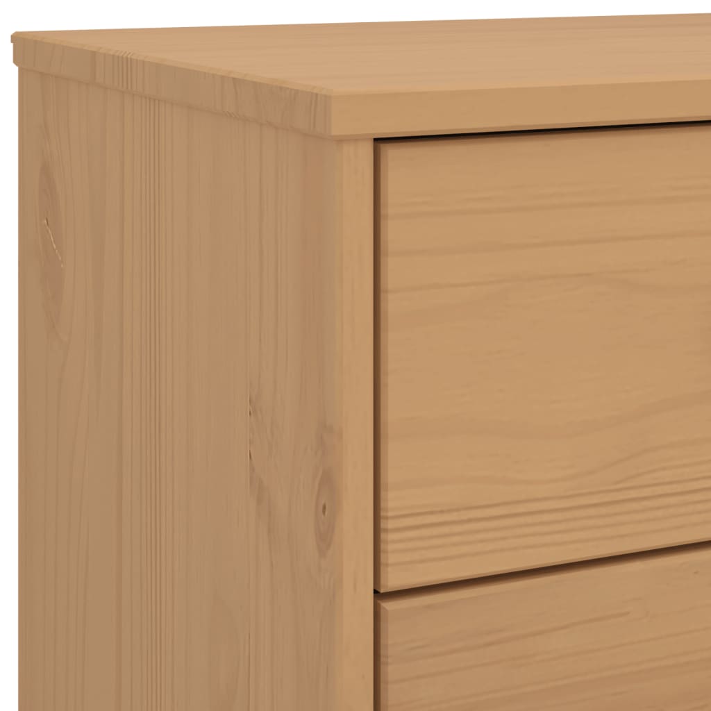 OLDEN bedside table in solid pine wood, brown