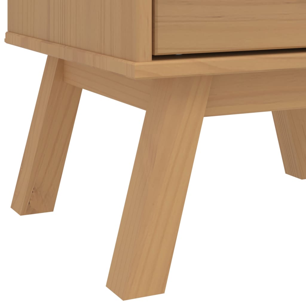 OLDEN bedside table in solid pine wood, brown