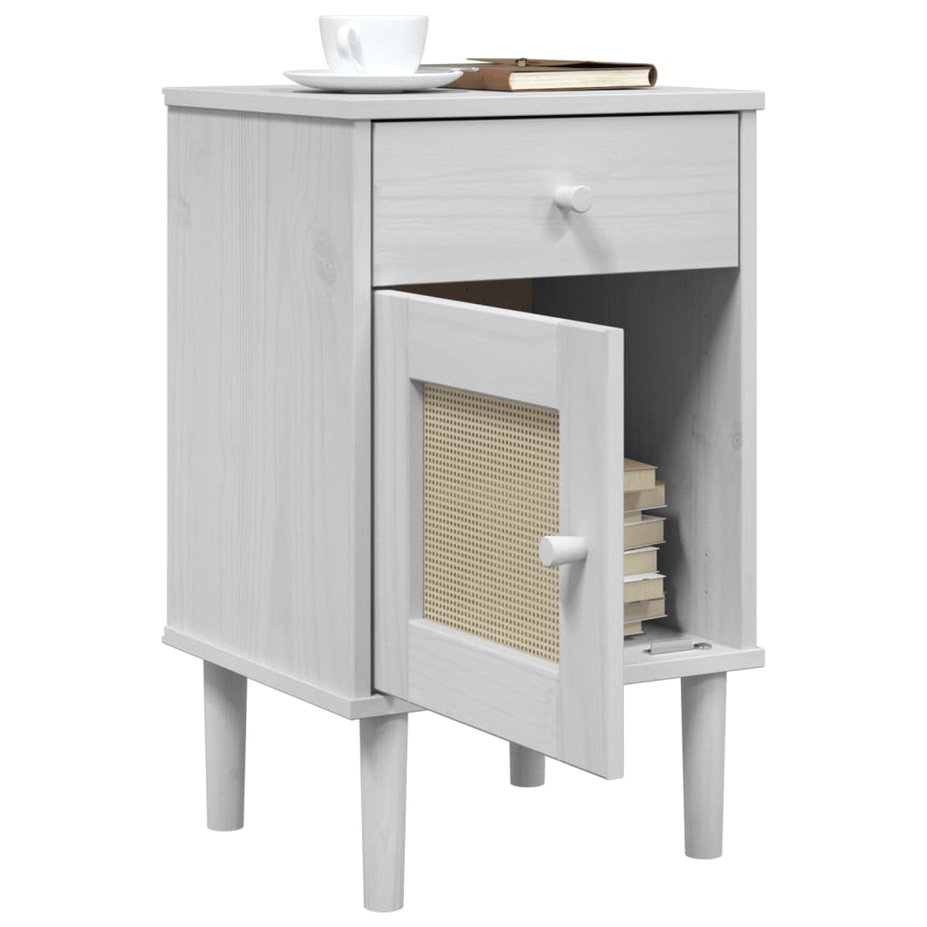 SENJA bedside table 40x35x65 cm solid pine white