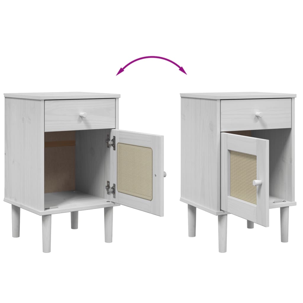 SENJA bedside table 40x35x65 cm solid pine white