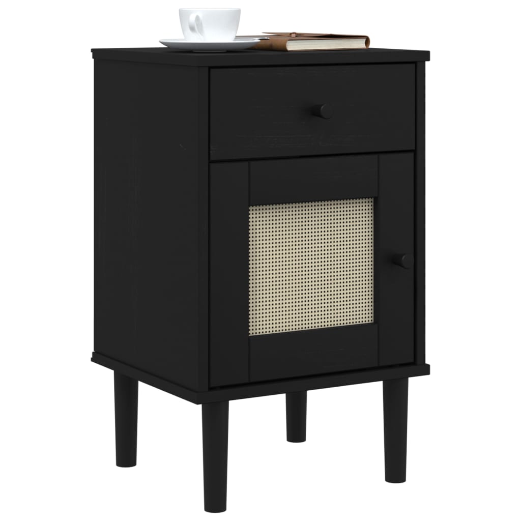 SENJA bedside table 40x35x65 cm solid pine black