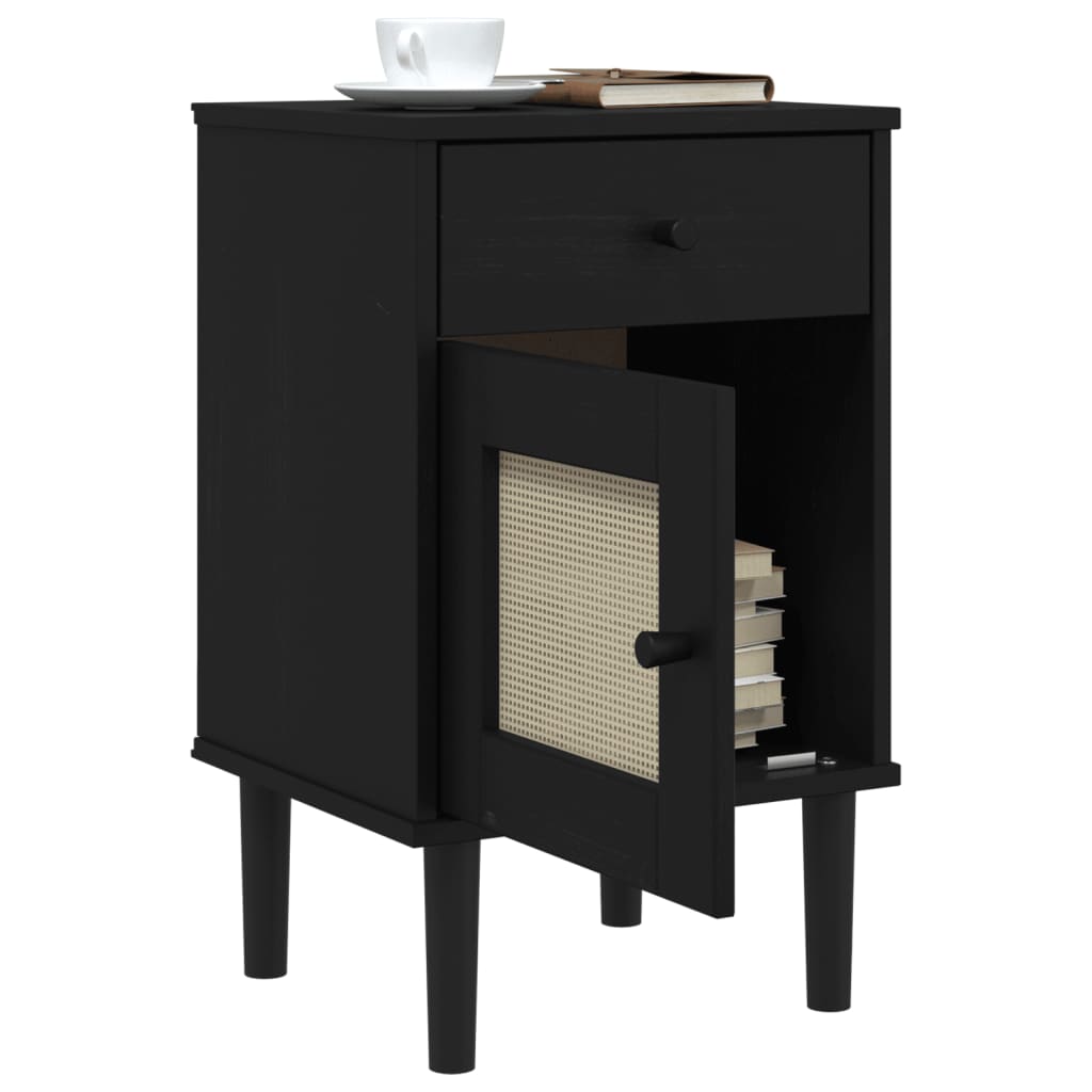 SENJA bedside table 40x35x65 cm solid pine black