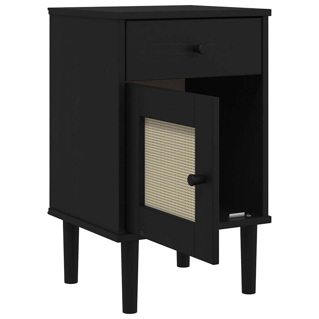 SENJA bedside table 40x35x65 cm solid pine black