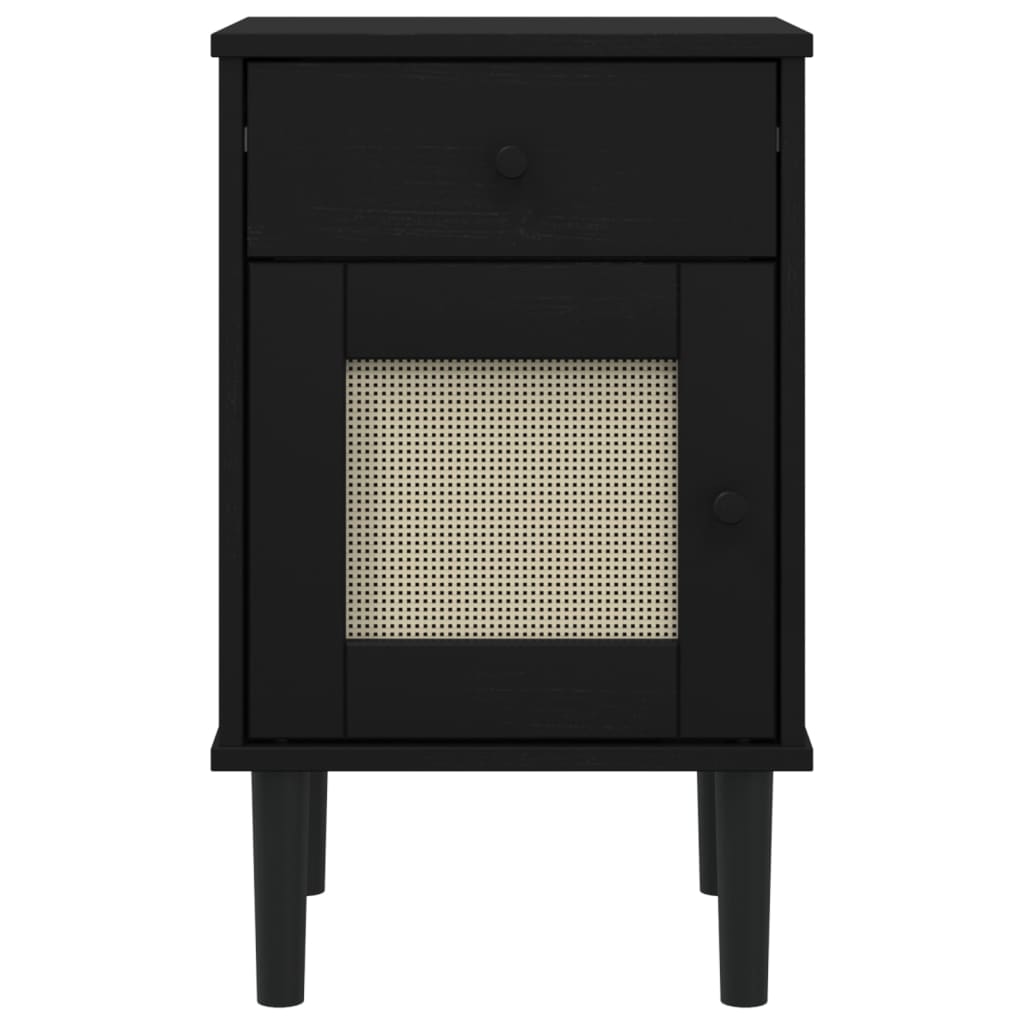 SENJA bedside table 40x35x65 cm solid pine black