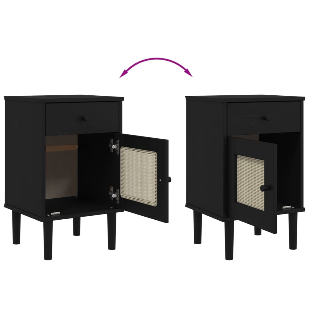 SENJA bedside table 40x35x65 cm solid pine black