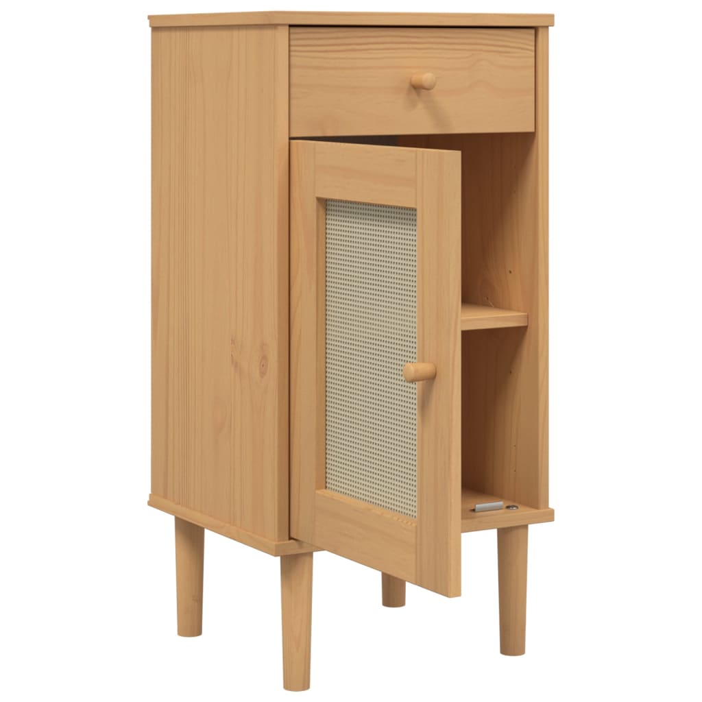 SENJA bedside table 40x35x80 cm solid pine brown