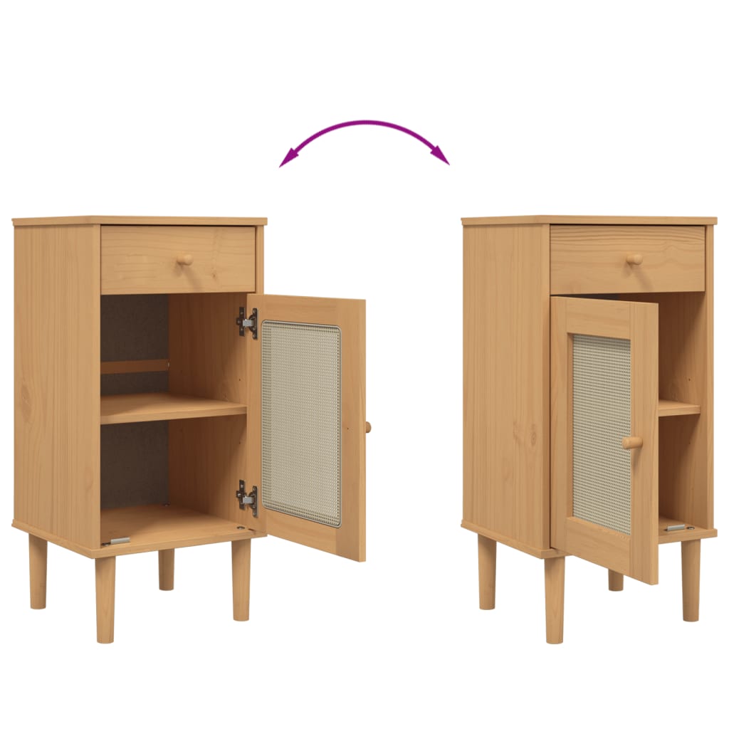 SENJA bedside table 40x35x80 cm solid pine brown