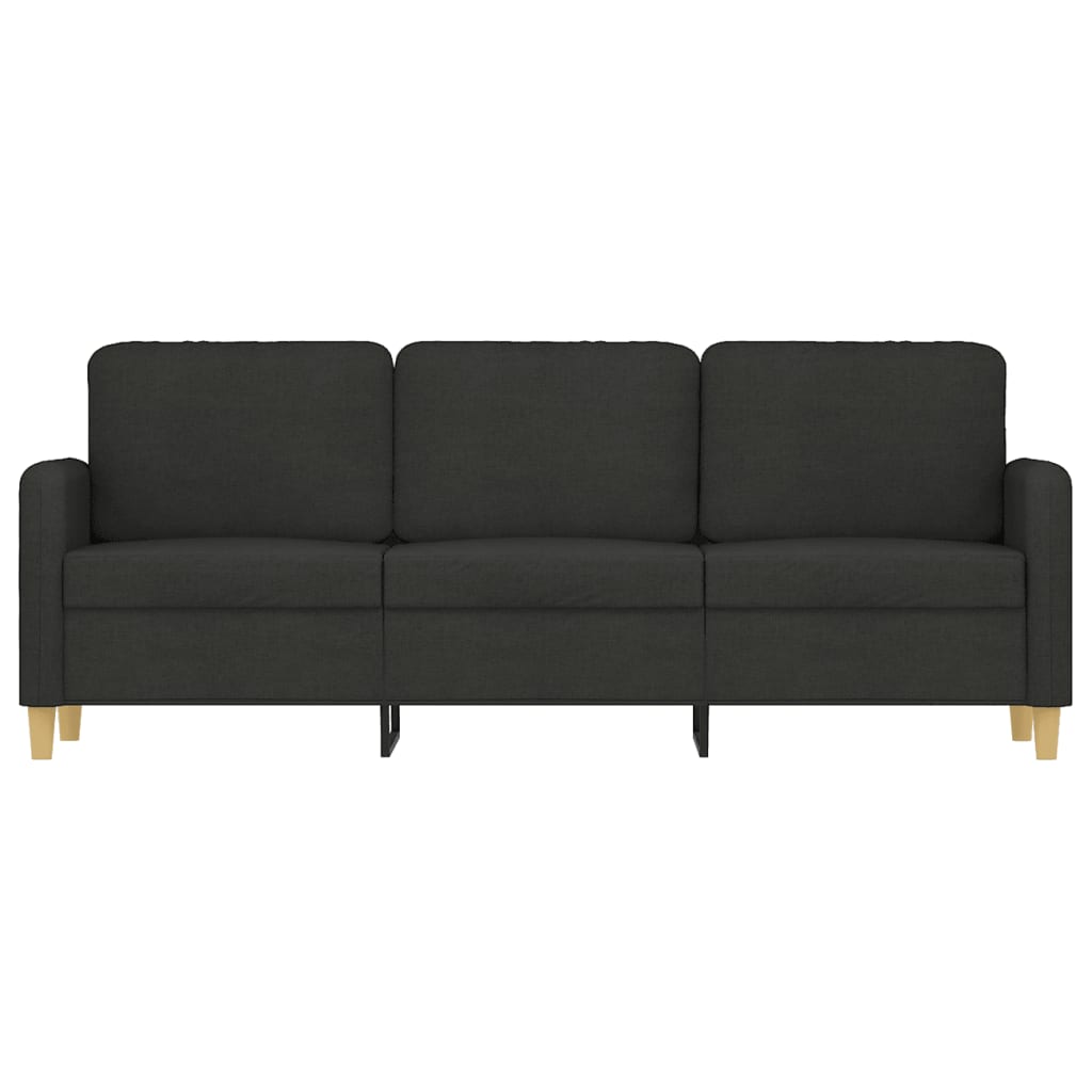 3-seater sofa in black fabric 180 cm