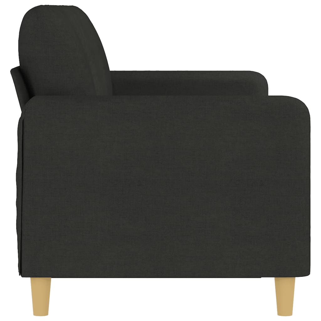 3-seater sofa in black fabric 180 cm