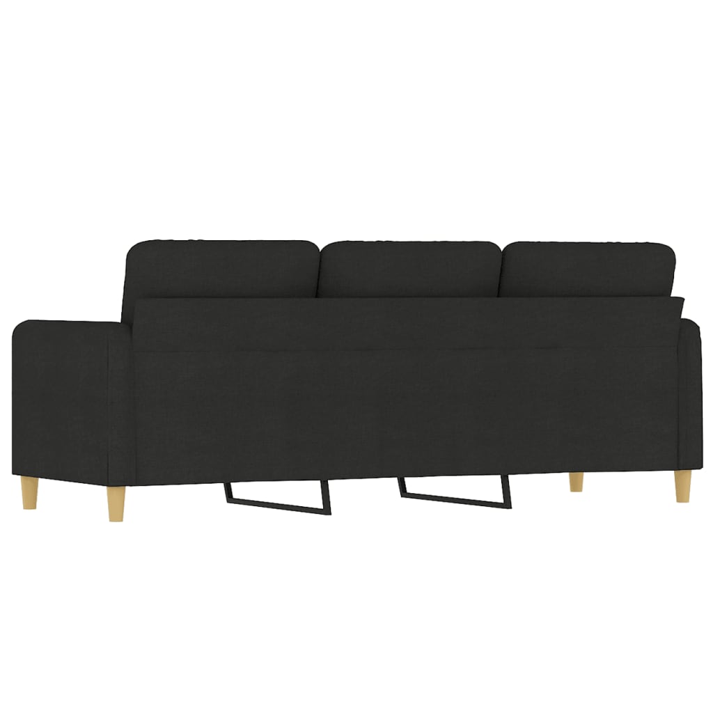 3-seater sofa in black fabric 180 cm