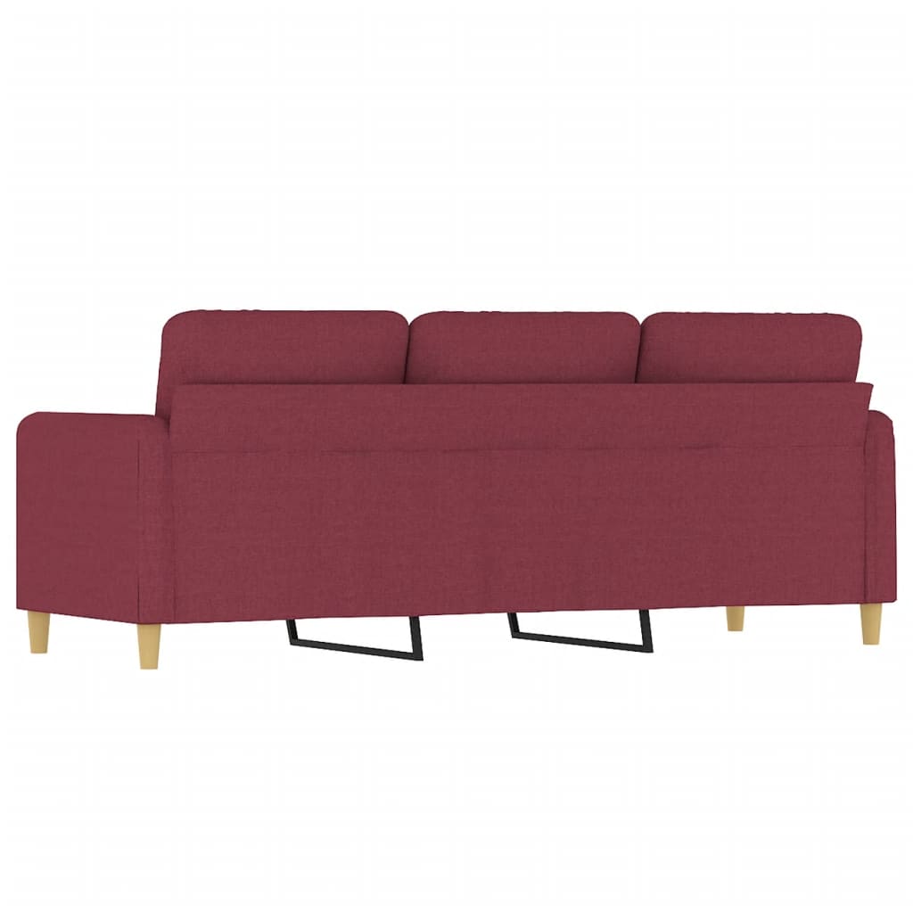 3-seater sofa in 180 cm red fabric