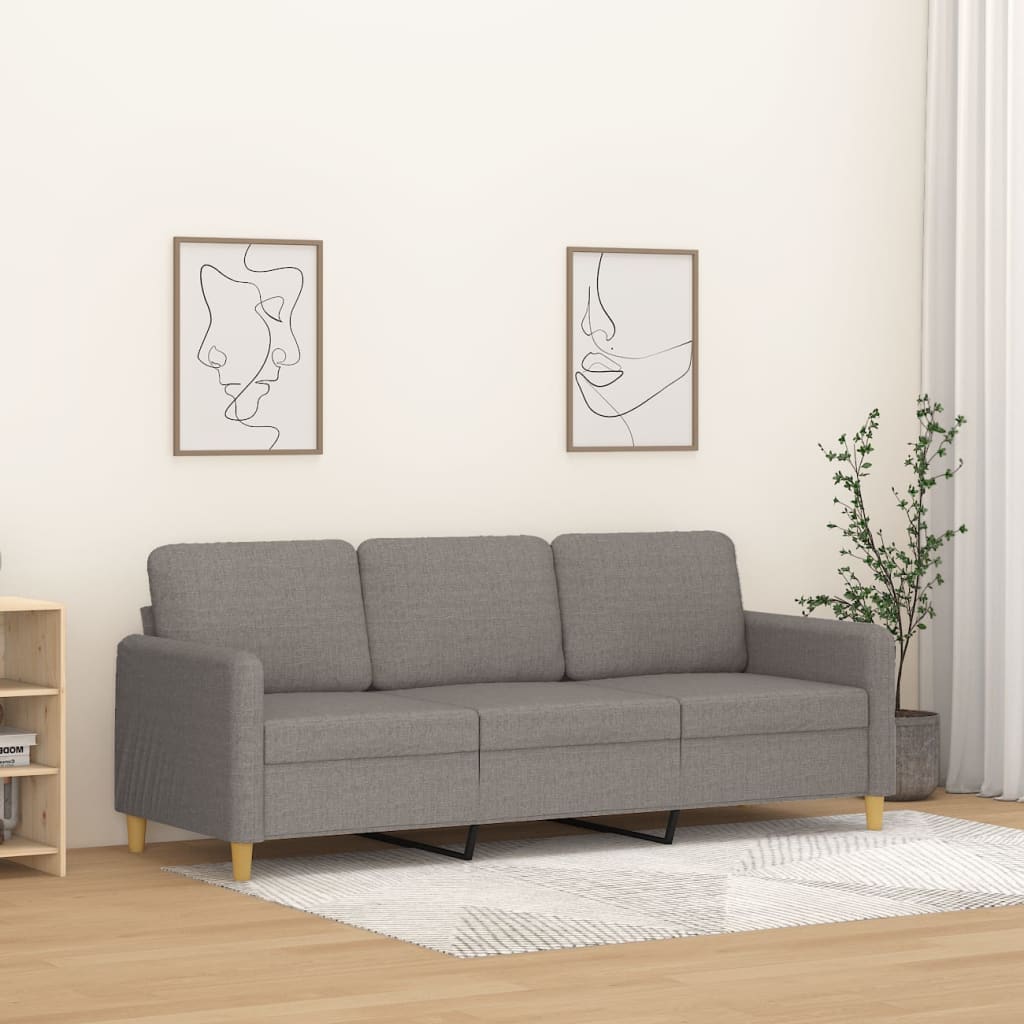 3-seater sofa in 180 cm grey-brown fabric