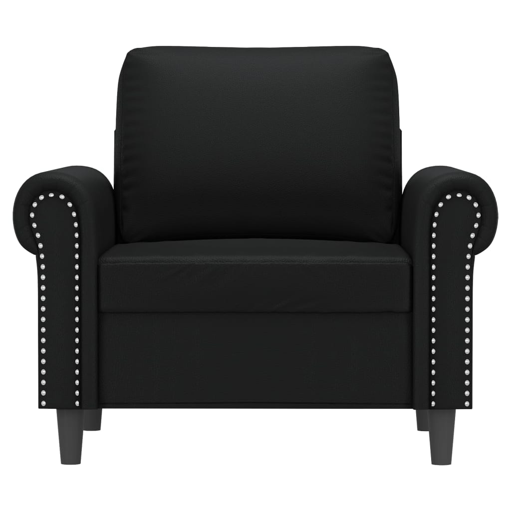 60 cm black artificial leather armchair
