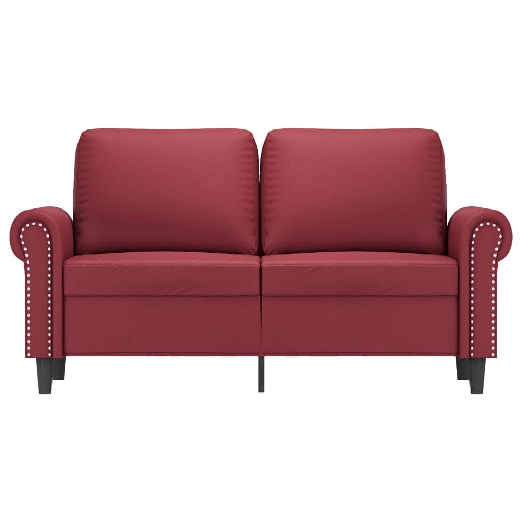 2-seater sofa 120 cm red faux leather