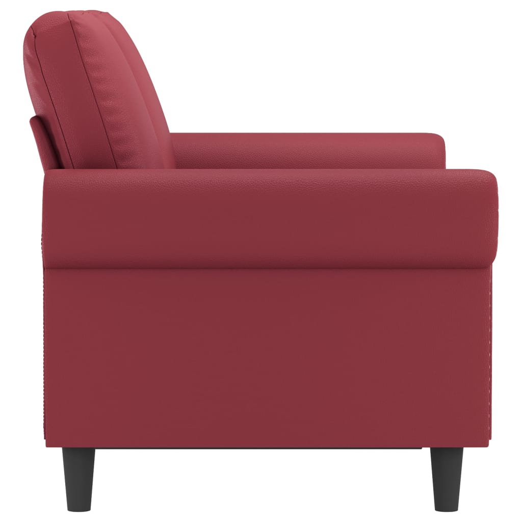 2-seater sofa 120 cm red faux leather