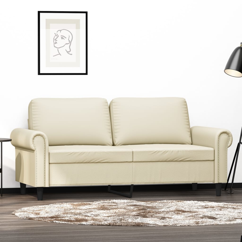 2-seater sofa 140 cm cream-colored artificial leather
