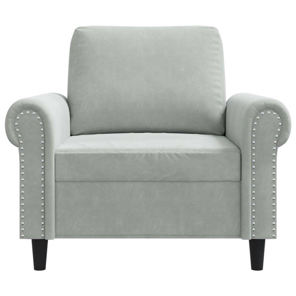 60 cm light grey velvet armchair