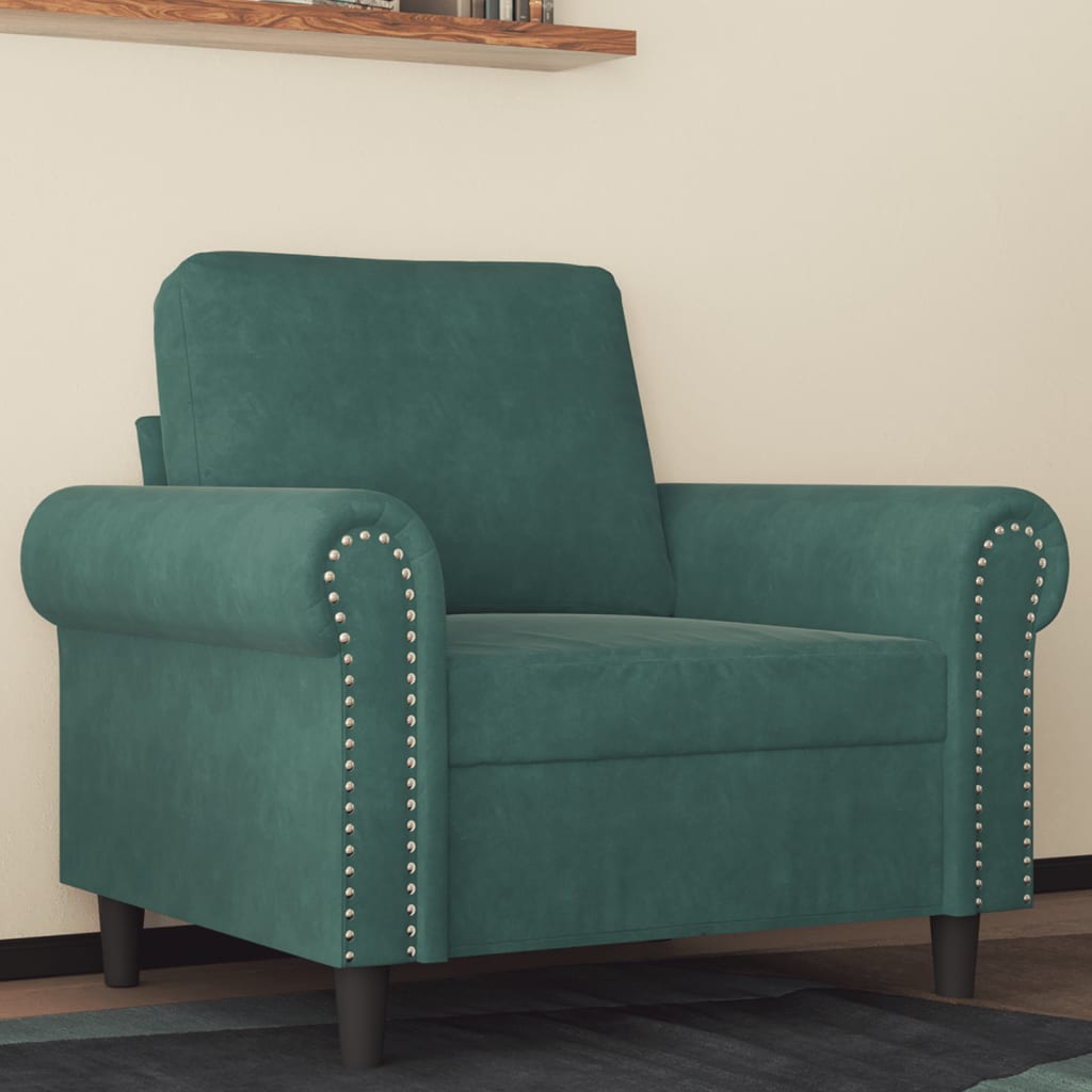 60 cm dark green velvet armchair