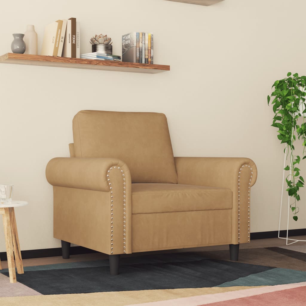 60 cm brown velvet armchair
