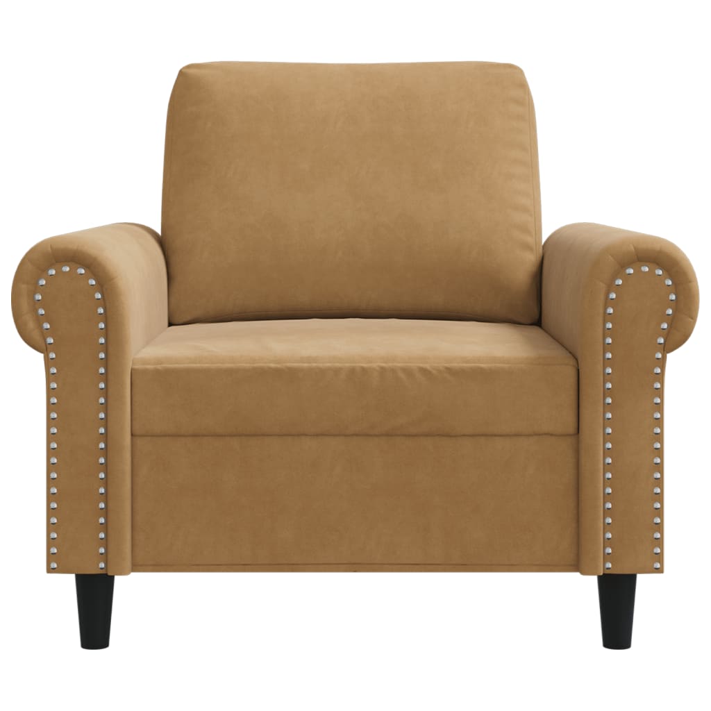 60 cm brown velvet armchair